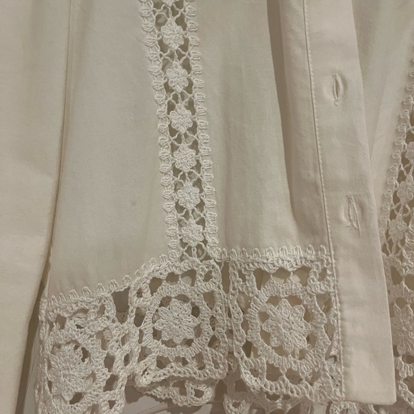 Zara women light cotton jacket with lace in white size M - Picture 3 of 4